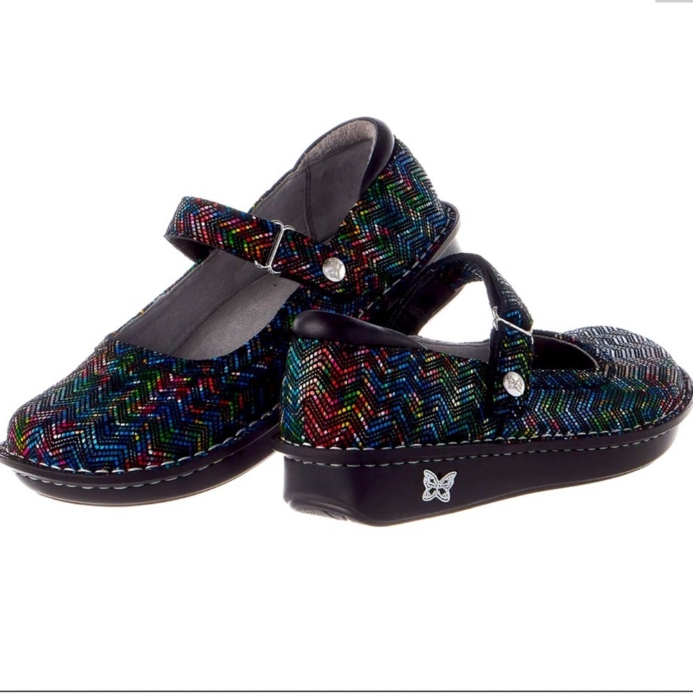 Alegria Belle Womens Mary Jane Shoe Colorful Zigzag Pattern Size 41 (US 10/10.5)